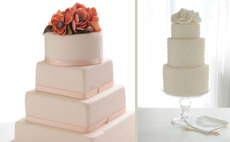 Wedding Cake with Roses and White Flower Wedding Cake